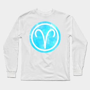 Blue Watercolor Zodiac - Aries Long Sleeve T-Shirt